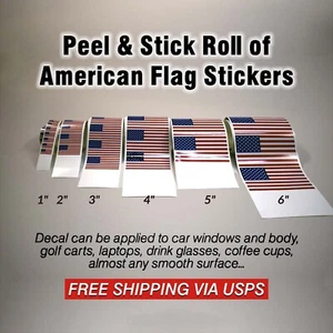 Rolls of Peel & Stick American Flag Stickers - Picture 1 of 3