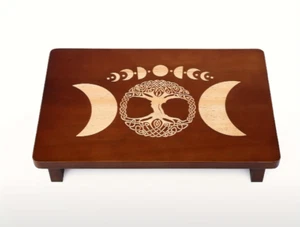 ~ NEW Altar Table Meditation Table Small Altar Table Wooden Witch Altar Wiccan - Picture 1 of 2