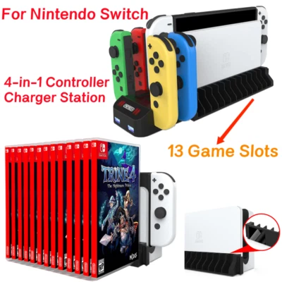 4 in 1 Controller Charger Station Stand Dock 13 Game Slot For Switch OLED/Switch - Image 1 of 4
