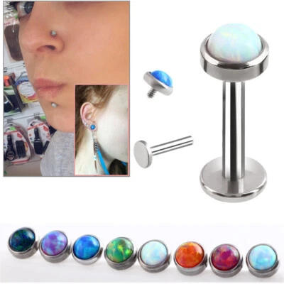 Tragus Barras Labret Ópalo Gema Nariz Aro Piercing Hélice Cartílago Oreja Labio Stud Anillo Foto 1 de 4