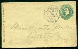 1883, 3¢ entire tied NEGATIVE STAR ALEXANDER NY fancy cancel, VF - Picture 1 of 1