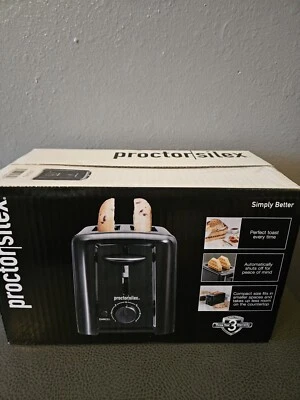 NIB Proctor Silex 2-Slice Toaster Compact Size Automatic Shut Off Black - Image 1 of 4