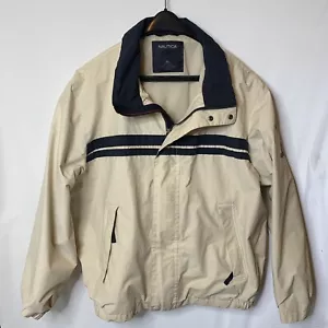 Giacca bianca uomo Nautica XL nylon cotone foderato cappotto zip tasche elastico in vita - Foto 1 di 12