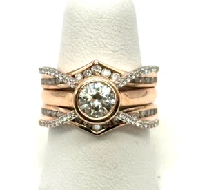 14k Rose Gold Fancy Style Wedding Set - Picture 1 of 6