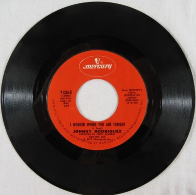 Johnny Rodriguez I Wonder Where You Are Tonight 45 RPM Single 1973 - Image 1 of 3