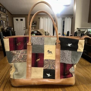 Bolso de Mano LL Bean Boat & Tote Vintage Años 90 - Raro Difícil de Encontrar Retazos, Bordado, Cuero - Imagen 1 de 15