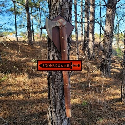 Placa nórdica réplica de hacha histórica de los vikingos de Ragnar Lothbrok de acero inoxidable Foto 1 de 2