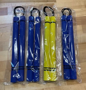 12" Foam Trainer Nunchucks Martial Arts Karate Nunchaku Set of 4 Blue Yellow - Picture 1 of 2
