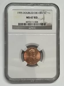 1995 Lincoln Memorial Cent Double Die Obverse NGC MS67 RD - Picture 1 of 7