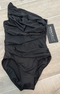 Nuevo con etiquetas Traje de baño Miraclesuit Jena talla 10 negro de una pieza adelgazante de un hombro - Imagen 1 de 5