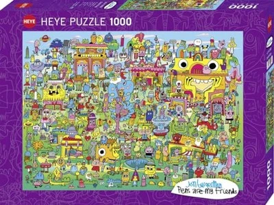 Heye Doodle Village 1000 pezzi puzzle argento dal Giappone - Immagine 1 di 2