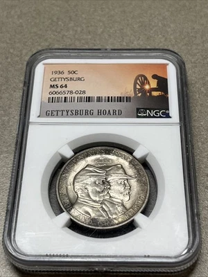 1936 Gettysburg Commemorative Half Dollar 50c NGC MS64  Gettysburg Hoard - Image 1 of 4