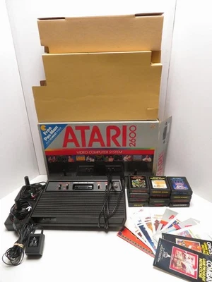 Atari 2600 Video Game System Black Vader w/ 12 Games & Books Tested & Works - Image 1 of 4