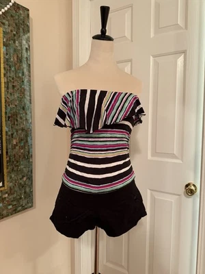 Mameluco Jolt sin mangas denim a rayas talla pequeña Foto 1 de 4