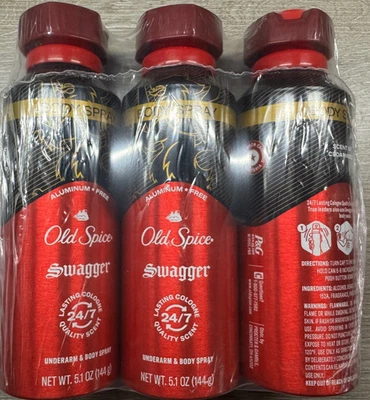 3 LATAS Old Spice Swagger aluminio spray corporal GRATIS - 5,1 OZ EA Foto 1 de 3
