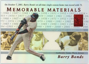 Barry Bonds 2003 Topps Tribute Memorable Materials Jersey Patch MEM-BB /50 30284 - Bild 1 von 3