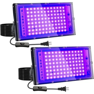 2Pcs UV Black Light 100W Bar UV LED Stage Blacklight Party DJ Club Halloween - Image 1 of 4