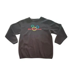 Walt Disney World Black Fleece Pull Over Sweatshirt Mickey Mouse Women's Size M - Picture 1 of 10