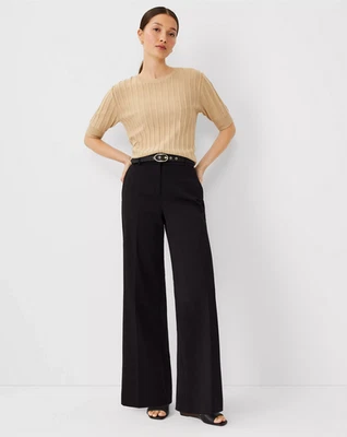 NEW ANN TAYLOR $129 BLACK WIDE LEG PANTS SZ 10P 10 PETITE - Image 1 of 3
