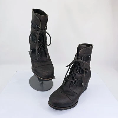 Sorel Joan Of Arctic Botines Ocultos Cuña Cuero Marrón Con Cordones Para Mujer’s 9 Foto 1 de 4