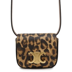 CELINE Claude Shoulder Bag Size Mini PVC/Leather Brown 10I512FIX - Picture 1 of 10