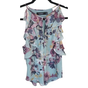Blusa donna Lauren Ralph Lauren taglia 6 trasparente floreale con volant foderata in ottime condizioni - Foto 1 di 7
