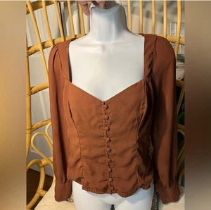 Abercrombie Fitch cropped orange Top Square Neck Pullover S - Picture 1 of 9