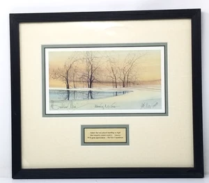 P. Buckley Moss Morning Reflections Winter Pond Snow 2001 signiert gerahmt mattiert - Bild 1 von 11