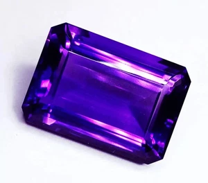 Piedra preciosa suelta púrpura rica certificada amatista corte esmeralda natural de 64 quilates - Imagen 1 de 6
