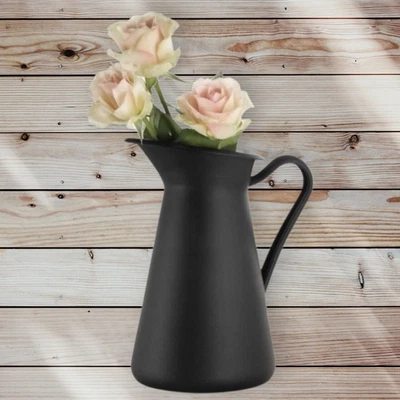 Jarra IKEA SOCKERÄRT con mango - Jarrón jarra negra 8,5 pulgadas - Acero recubierto esmaltado Foto 1 de 4