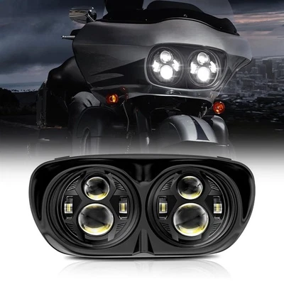 5.75" Dual LED Headlight Lamp Projector Fit For Harley FLTR Road Glide 1998-2013 - Image 1 of 4