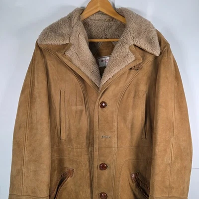 Men's Size 42 Vtg 1970's McGregor Beige Faux Fur Lined Coat Jacket Western retro - Image 1 of 4
