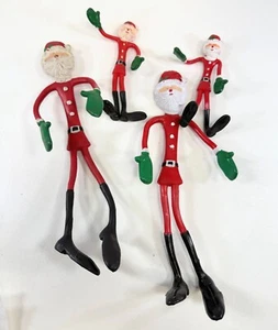 Bendable Santa Claus Christmas Figures Rubber Amscan Hong Kong Vintage Lot of 4 - Picture 1 of 2