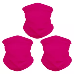 3 Pack Hot Pink Neck Gaiter Tube Mask Cover Scarves Rave for Men Women - Picture 1 of 5