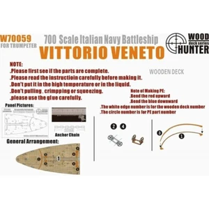 Acorazado Hunter W70059 1/700 Madera Marina Italiana VITTORIO VENETO PARA TROMPETA - Imagen 1 de 3