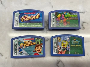 4 Leapfrog Leapster Games Cartridges Spongbob backyardigans puzzled & math missi - Picture 1 of 6