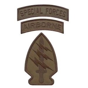 Bundle Set of 3 Patches Special Forces Airborne SF tan coyote embroidered - Picture 1 of 2