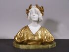 ro48/7 Julien Caussé Jugendstil Damenbüste Bronze/Alabaster France 1900