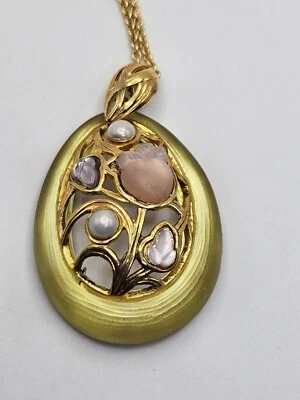 Collar Alexis Bittar Amarillo Lucita Floral Colgante Tono Dorado  Foto 1 de 4