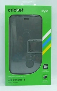 Cricket Folio Wallet Phone Case Grey For The ZTE Sonata 3 - Picture 1 of 2