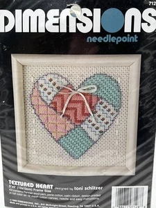 Dimensions Vintage 1980s Needlepoint Kit TEXTURED HEART Stitchery NIP - Picture 1 of 4