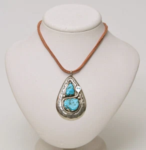 Effie Calavaza Zuni Halskette Sterlingsilber und Türkis Klapperschlange Design - Bild 1 von 8