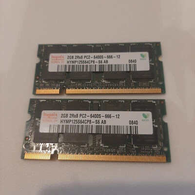 2 x 2 GB DDR2 PC2 666 6400S HYNIX MEMORIA RAM PC PORTATILE ACER Aspire 5920 G - Immagine 1 di 2