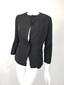 EILEEN FISHER Off-Black Crinkle Textured Rayon/Silk Single Button Jacket sz XS - Picture 1 of 4