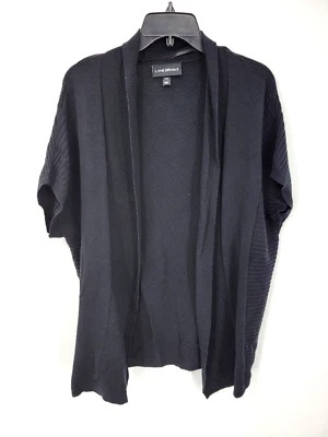 Cardigã Lane Bryant Suéter Feminino 14/16 Preto Texturizado Frente Aberta Carreira Boho - Imagem 1 de 4