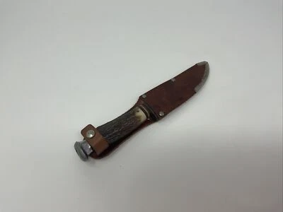VINTAGE EDGE MARK 473 SOLINGEN STAG HUNTING KNIFE w/ SHEATH WESTERN GERMANY (a2) - Image 1 of 4