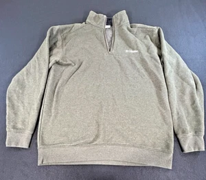 Columbia Pullover Mens Large Green Fleece Lined Quarter Zip Sweater - Picture 1 of 8