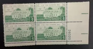 Bloque de 4 placas Gunston Hall #1108 MNH OG Estados Unidos - Imagen 1 de 2