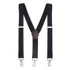 Mens Pery Belt Hook Y-Back Elastic Suspenders Black Heavy Duty Work Adjustable