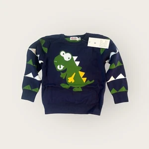 New Dinosaur Crew Neck Sweater Garsumiss size Boys Girls sz 6 Navy Blue Green - Picture 1 of 1